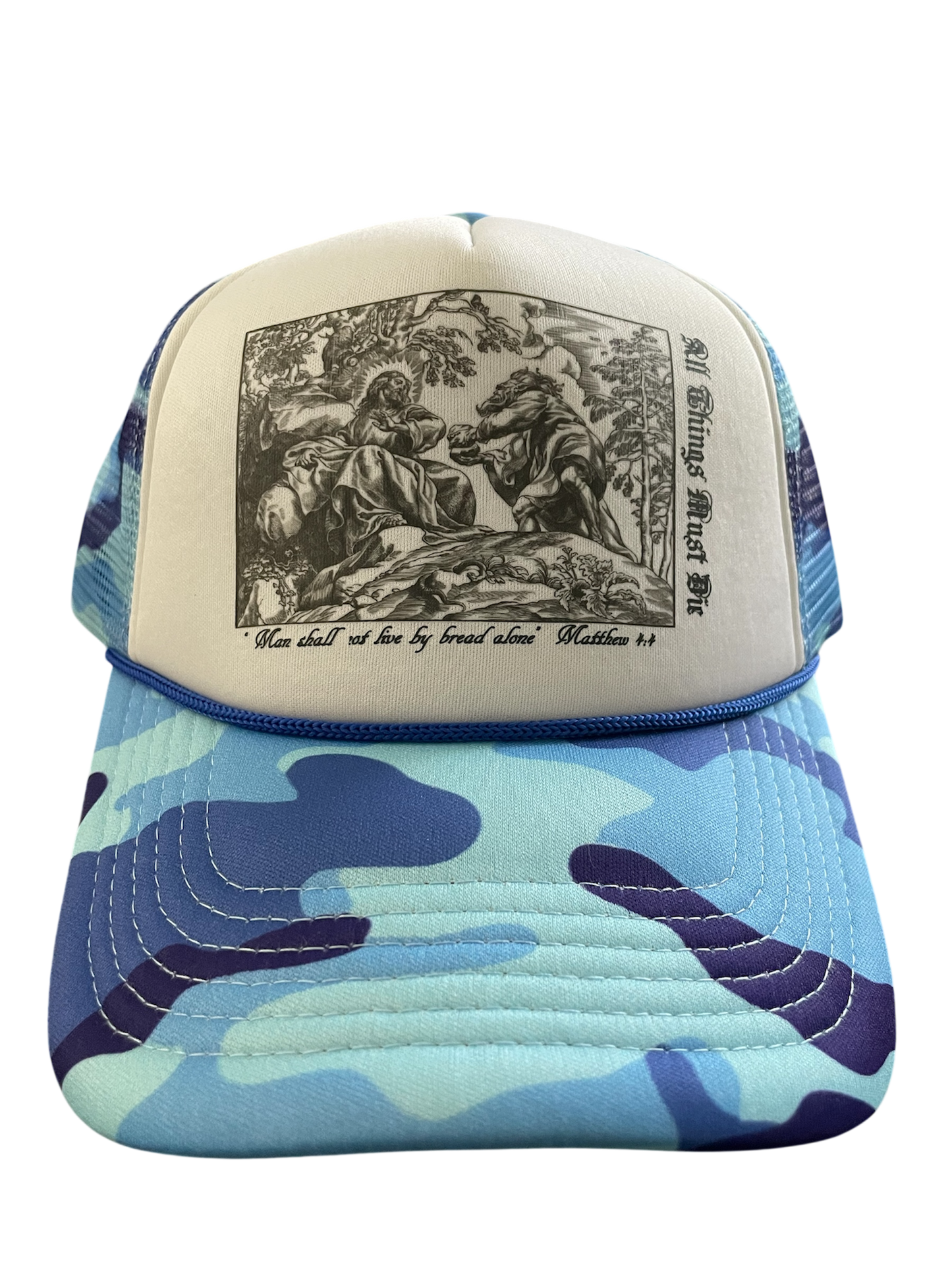 Matthew 4:4 Trucker hat (blue)