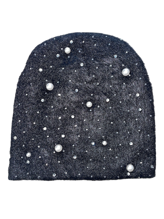 Pearl & Diamond Mohair beanie (black)