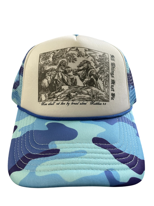 Matthew 4:4 Trucker hat (blue)